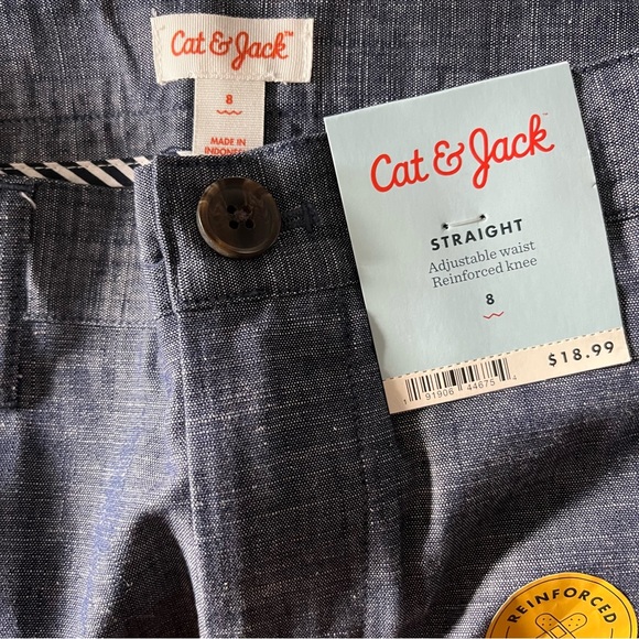 NWT Cat & Jack Kids Blue Straight Leg Dress Pants Reinforced Knees Size 8 - Picture 3 of 7
